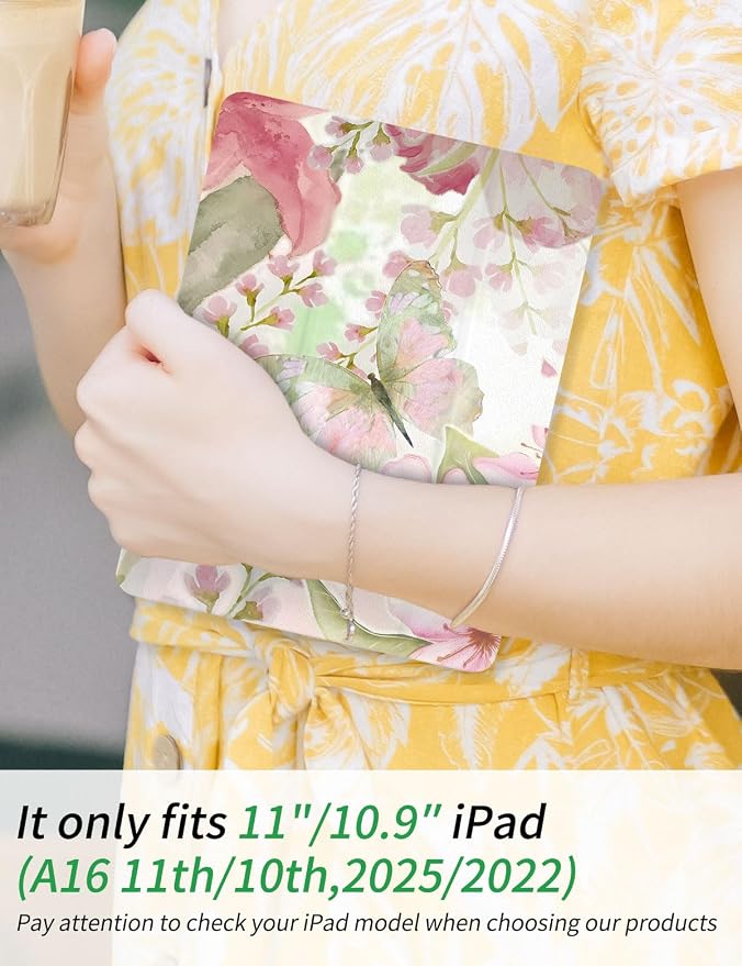 Case for iPad 9th/ 8th/ 7th Generation Case 10.2&amp10.5 Inch (2021/2020/2019 Release) Slim Lightweight Soft Trifold Back Cover with Pencil Holder &amp Auto Sleep/Wake Cover Cherries Cheetah Bows