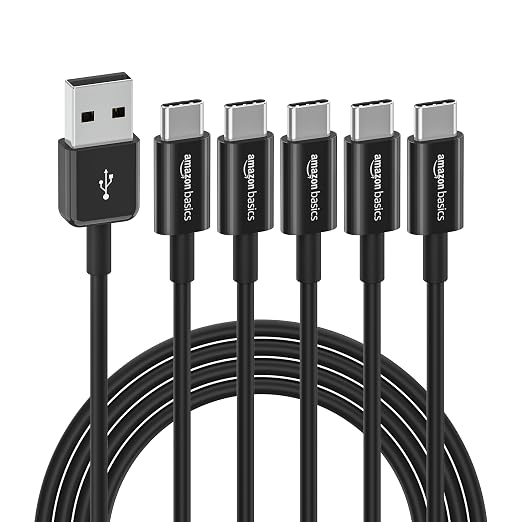 Amazon Basics USB-C to USB-A 2.0 Male Cable - 3 feet (0.9 meters) - Black 24 Pack of 5 120 count total Black