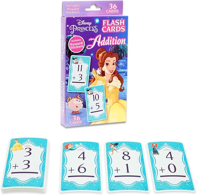 Disney Princess Math Games Set - Bundle with Addition and Subtraction Flash Cards for Boys, Girls | Disney Princess Learning Toys for Kids Ages 5-6