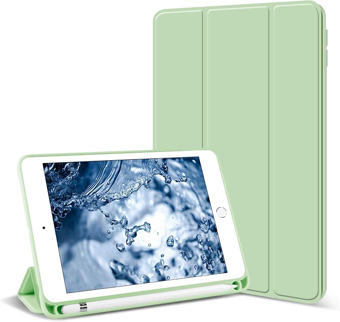 Aoub Case for iPad mini 5 2019 7.9 inch with Pencil Holder Black | for iPad mini 5th Generation 7.9 inch Auto Sleep/Wake Slim Lightweight Trifold Stand Smart Cover Soft TPU Back Case