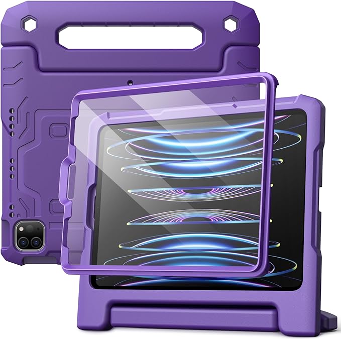 JETech Kids Case for iPad 6th/5th Gen 9.7 (2018/2017) Black | Built-in Screen Protector 360° Rotating Handle Stand Shockproof Full-Body Protection Kid-Friendly Design