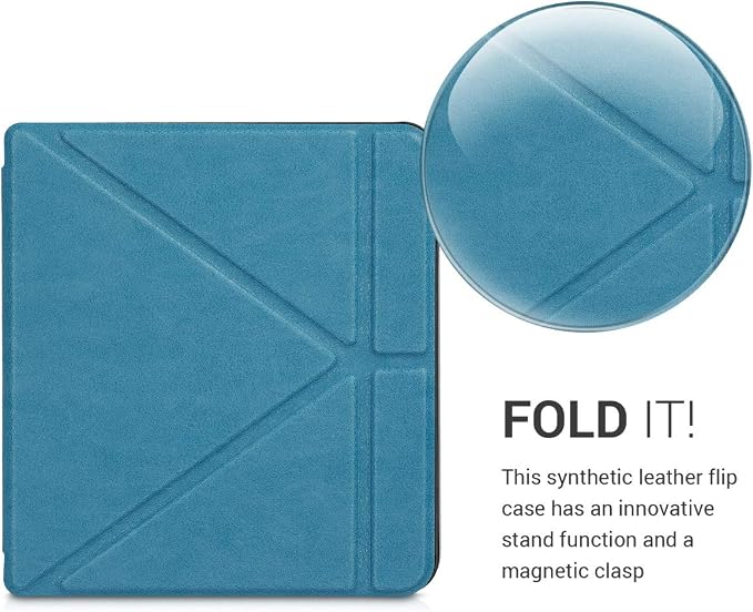 kwmobile Cover for Kobo Libra H2O Case - Slim PU Leather eReader Cover with Stand and auto Sleep funktion - Dark Blue
