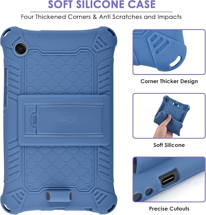 DETUOSI Compatible with Samsung Galaxy Tab A11 8.7 inch 2025 with Shoulder Strap &amp Stylus Pen Soft Silicone Multi-Angle Cover for Samsung Galaxy Tab A9 8.7 inch 2023 Black