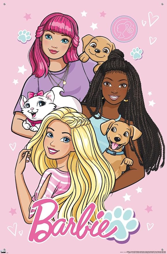 Trends International Mattel Barbie - Cute Wall Poster, 22.37" x 34.00", Premium Poster & Push Pin Bundle