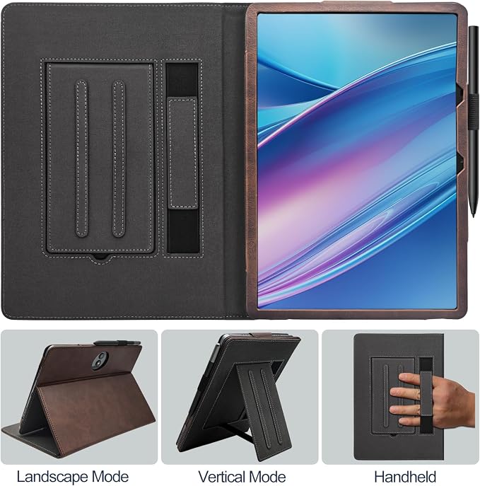 Hand Strap Case for 11.5 TCL NxtPaper 11 Plus (9469X) Tablet PU Leather Bidirectional Multi-Angle Stand Cover with Auto Sleep &amp Wake/Elastic Pen Holder (Black)