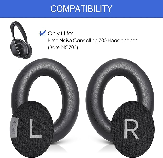 Replacement Ear Pads for Bose NC700 Noise Cancelling Headphones, Upgrade Protein Leather Earpad Cushions for Bose 700 Over-Ear Headset (Black)