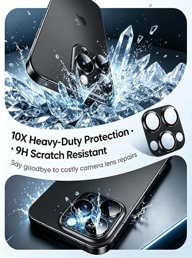 [2 Pack] Compatible for iPhone 13 Pro/iPhone 13 Pro Max Camera Lens Protector Metal Plus Tempered Glass Camera Cover Oneness Design Ultra Clear Anti-Explosion Black+Black