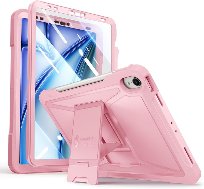 ZtotopCases for iPad Air 11 Inch M4/M3/M2 (2026/2025/2024) iPad Air 5th/4th Generation 10.9 Inch (2022/2020) Built-in Screen Protector Shockproof Cover+ Kickstand - Black