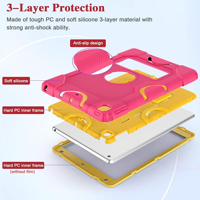 ZoneFoker for iPad 9th Generation Case iPad 8th 7th Generation Case iPad 10.2 Inch 2021/2020/2019 Case Heavy Duty Rugged Shockproof Protective Cover with Kickstand Black