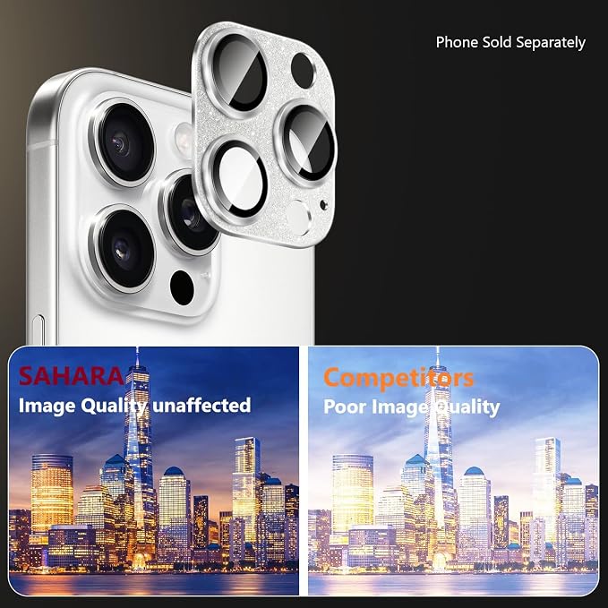 SAHARA - Ultra-Strong Camera Lens Protector for iPhone 16 Pro/16 Pro Max (2-Pack) Black (ZD00161)