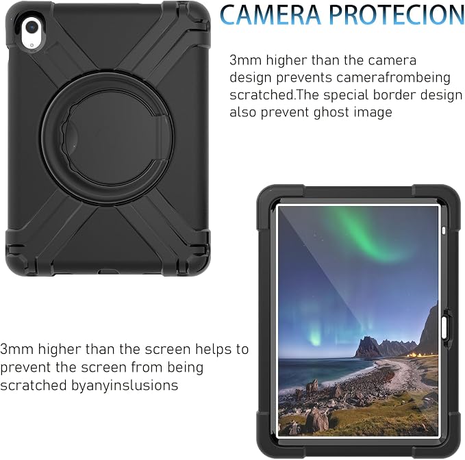 AKABEILA Compatible with Amazon Fire HD 8 2020/2022 Tablet Case，Rugged Kids Case with Stand Lightweight Shockproof Kids Friendly Tablet Cover Black