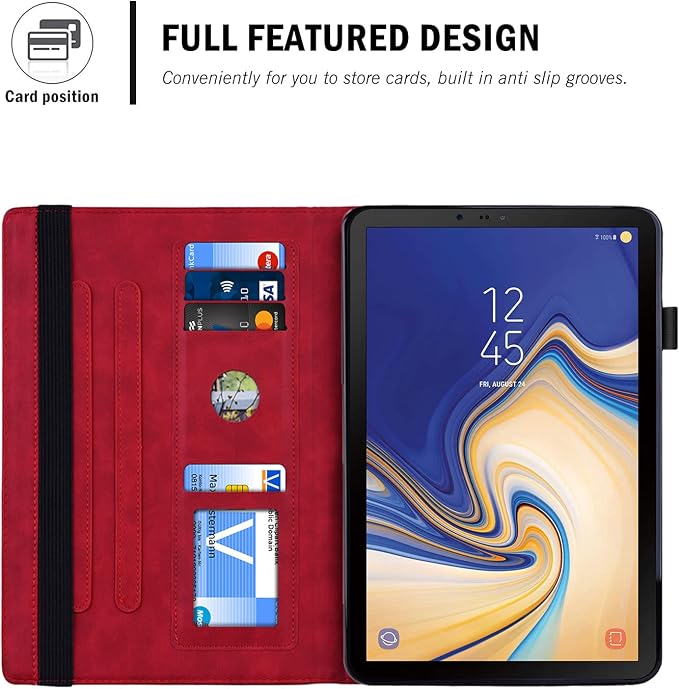 Galaxy Tab S4 10.5 2018 Case RASUNE PU Leather Card Slot Multi-Angle Stand Cover with Auto Sleep/Wake Protective Folio Case for Samsung Galaxy Tab S4 10.5 2018 Model SM-T830/T835/T837 -Black