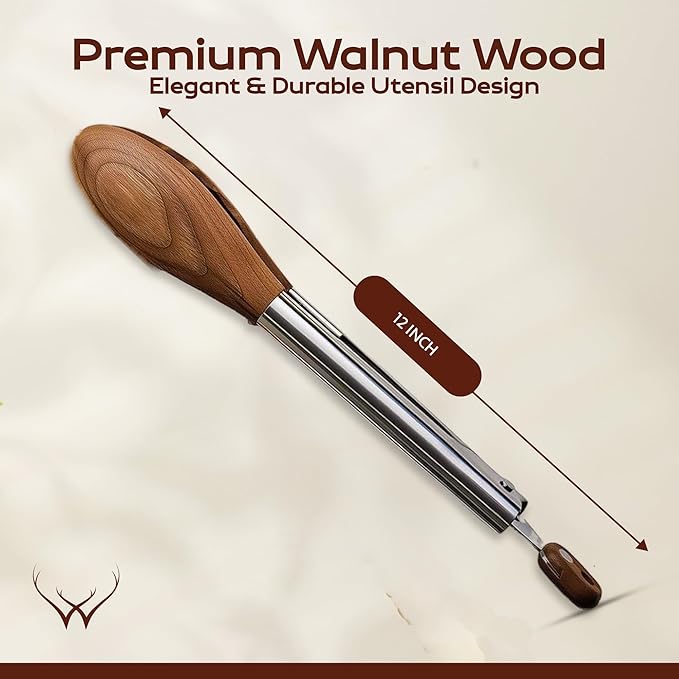 Walnut Wooden Tongs for Cooking - Premium Kitchen Set and Kitchen Utensils Tool, Heat-Resistant and Durable, Ideal Tongs for Cooking, Grilling, and Serving, Ergonomic Kitchen Tongs Design for Comfort