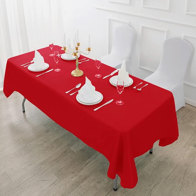 6 Pack Red Tablecloth 60 x 102 Inch Table Cloth for 6 Foot Rectangle Tables, Wrinkle Resistant Washable Polyester Fabric Table Covers for Party, Wedding,Dining,and Banquet