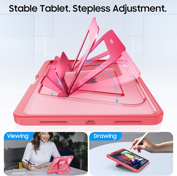 Fintie Shockproof Case for iPad (A16) 11th Gen 11-in iPad 10th Gen 10.9 | Slim Frosted Hard Back Cover Multi-Angle Viewing Built-in Kickstand &amp Pencil Holder Anti-Scratch Black