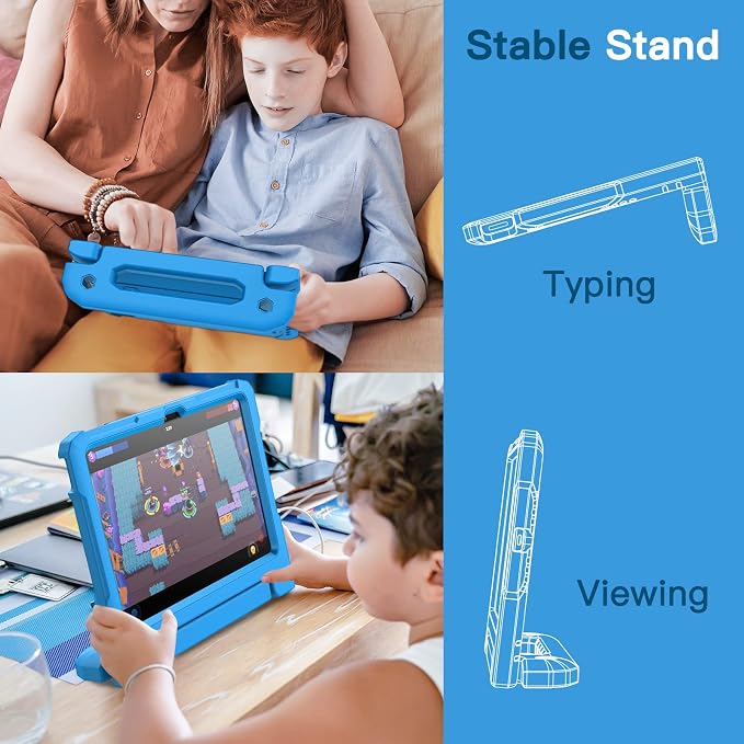 JETech Kids Case for iPad (A16) 11th/10th Gen Black | For 2025/2022 Model Built-in Screen Protector 360 Handle Stand Shockproof Kid-Friendly