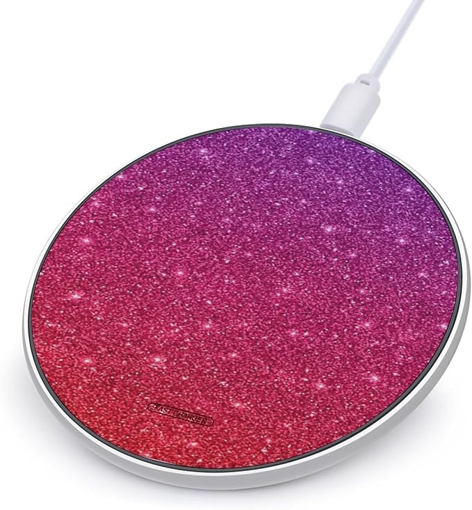 Gradient Sequin Sparkle Wireless Charger Portable Fast Charging Pad Lightweight Wireless Charging Pad 10W Slim Charging Station for Phone Charger Mat for Travel Home Office Desk