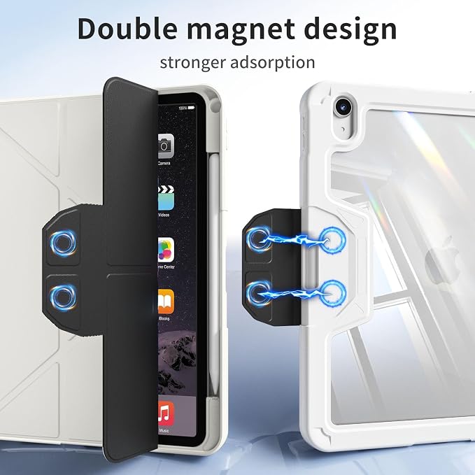 Case for iPad (A16) 11th Gen 11'' 2025/iPad 10th Gen 10.9'' 2022 | Shockproof Protective Cover with Pencil Holder Multi-Angle Stand Clear Back Support Touch ID &amp Auto Sleep/Wake (Black)