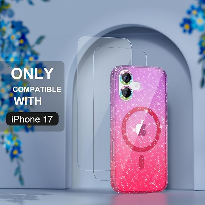 Choiche for iPhone 15 Pro Max Case Compatible with MagSafe Glitter Black | Women Girly Cute Glitter Sparkly Magnetic Phone Case with Diamond Camera Lens Protectors Military-Grade Drop Protection 6.7
