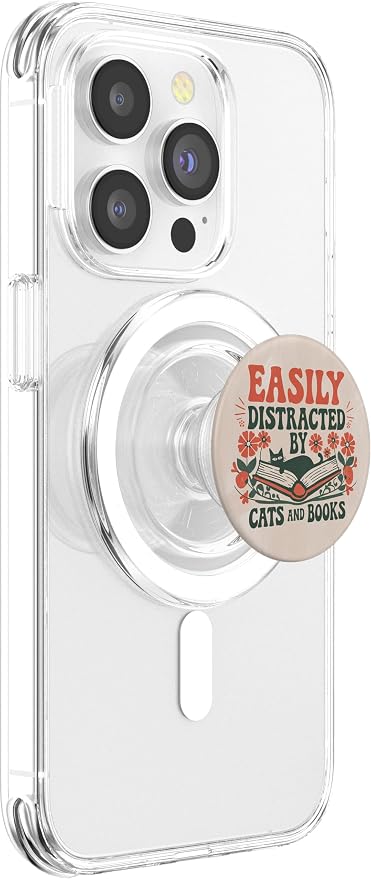 Groovy Cat &amp Book Lover Funny Retro Design PopSockets Adhesive PopGrip