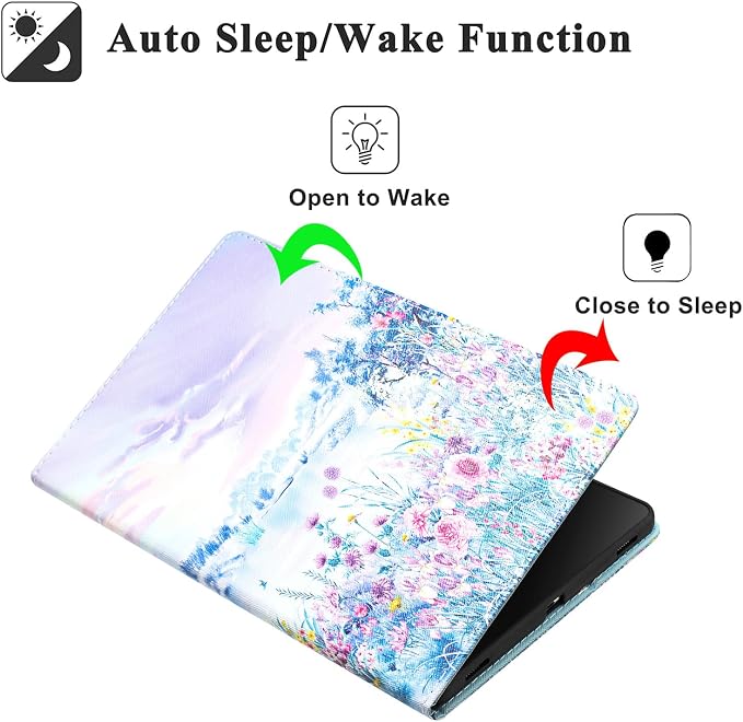 Case for Samsung Galaxy Tab S10 Lite/ S10 FE/ S9 FE 10.9 InchX400/X520/X510 Auto Wake/Sleep Premium PU Leather Folding Stand Cover with Pen Holder &amp Multiple Viewing Angles - Beach