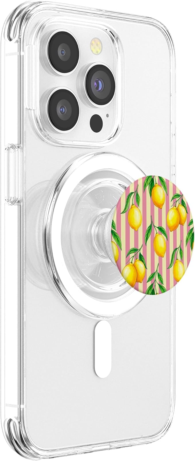 Lemon Yellow Pink Stripes Preppy Aesthetic Summer Cute PopSockets PopWallet for MagSafe