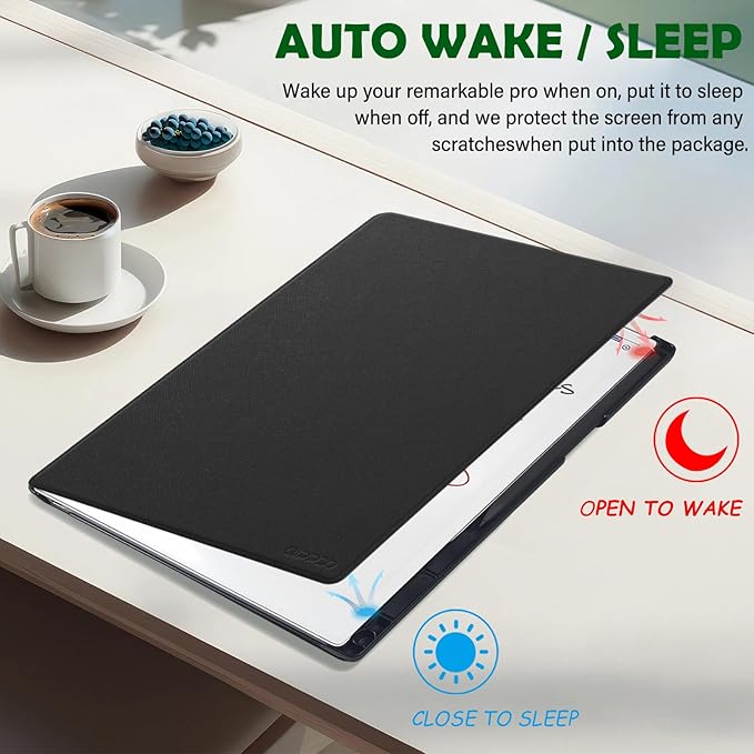 Case for Remarkable Paper Pro Tablet 11.8 (Released in 2024) Hard Back Shell Protective Book Folio Cover with Built-in Pen Holder with Auto Sleep/Wake Function.