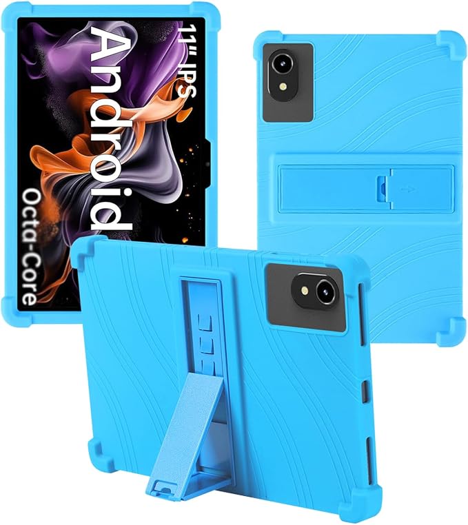 Case for ApoloMedia EP1095T 11 Tablet 2025 Android 15，WUNIAK Shock Proof Lightweight Stand Rubber Shell Protective CoverKids Friendly Soft Silicone Adjustable Stand CoverBlack