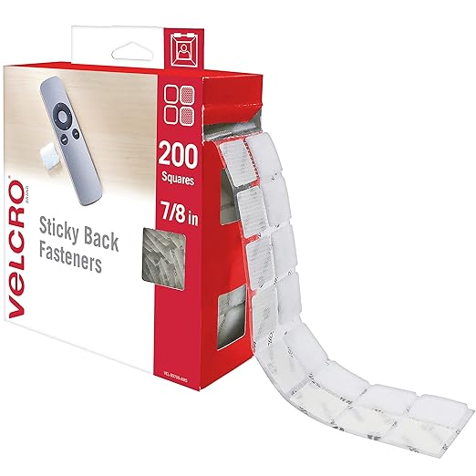 VELCRO Brand Mounting Squares | Square Dots with Adhesive, 7/8" White | Sticky Back Hook and Loop for Teacher Supplies, Office Organization (30705) (Pack of 2400)