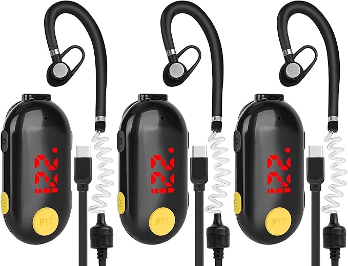ELIDAIP T-M9 Super Mini Walkie Talkies with Headsets,25 Channel Small Two Way Radio Rechargeable Portable FM Transceiver for Restaurants,Out Door Sport,Supermarket,Hospital,Tourism,3 Pack