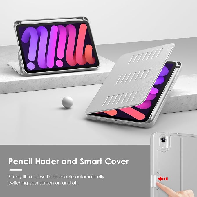 VIKESI Case for iPad mini 7 (A17 Pro) and iPad mini 6Multiple Angles Magnetic Stand CoverShockproof Soft BackPencil Holderand Auto Sleep/WakeBlack