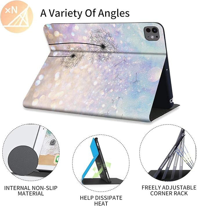 FUYOCWE for iPad Pro 13 Inch Case (M47th Generation2024 Model A2925A2926A3007)PU Leather Slim Folding Stand Case for iPad 13 7th GenAuto Sleep Wake Cover -A Dream Catcher Wolf