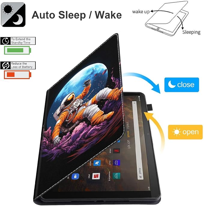 Case for Amazon Kindle Fire Max 11 Case (13th Gen 2023 Release) 11，Slim Fit Foldable Standing Cover Case with Auto Sleep/Wake for Fire 11 Max Tablet，Skull and Fire