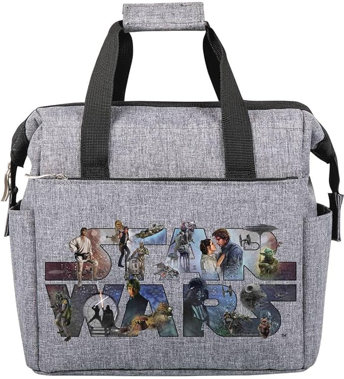 PICNIC TIME Star Wars Celebration On The Go Lunch Bag, Soft Cooler Lunch Box, Insulated Lunch Bag, (Heathered Gray) 10 x 6 x 10.5