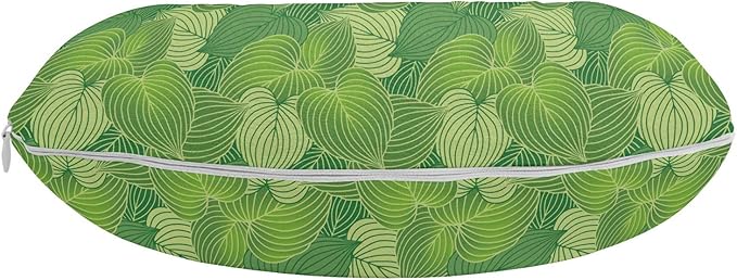 Ambesonne Green Travel Pillow Neck Rest, Abstract Hosta Plants Forest Growth Leaves Ecology Jungle Theme, Memory Foam Traveling Accessory for Airplane and Car, 12", Fern Lime and Pale Green