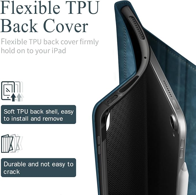 Antbox Case for iPad Air 11-inch M4/M3/M2 (2026/2025/2024) iPad Air 5th/4th Generation 10.9'' Vegan Leather with Pencil Holder Typing Angle Auto Sleep/Wake Muti-Stand