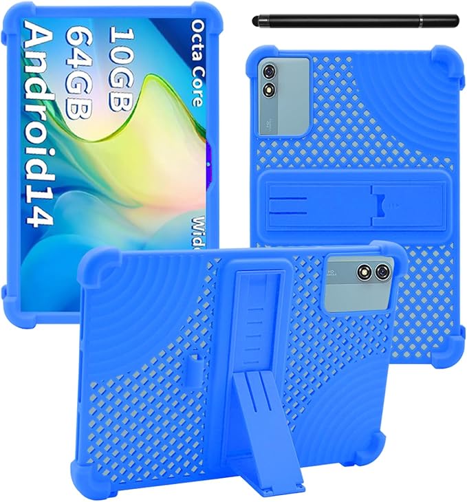 Case for COLORROOM C30 10 inch Android 14 TabletWUNIAK Hollow Back Design Heat Dissipation Shockproof Lightweight Adjustable Kickstand Silicone Shell&ampKids Friendly Soft CaseSky Blue