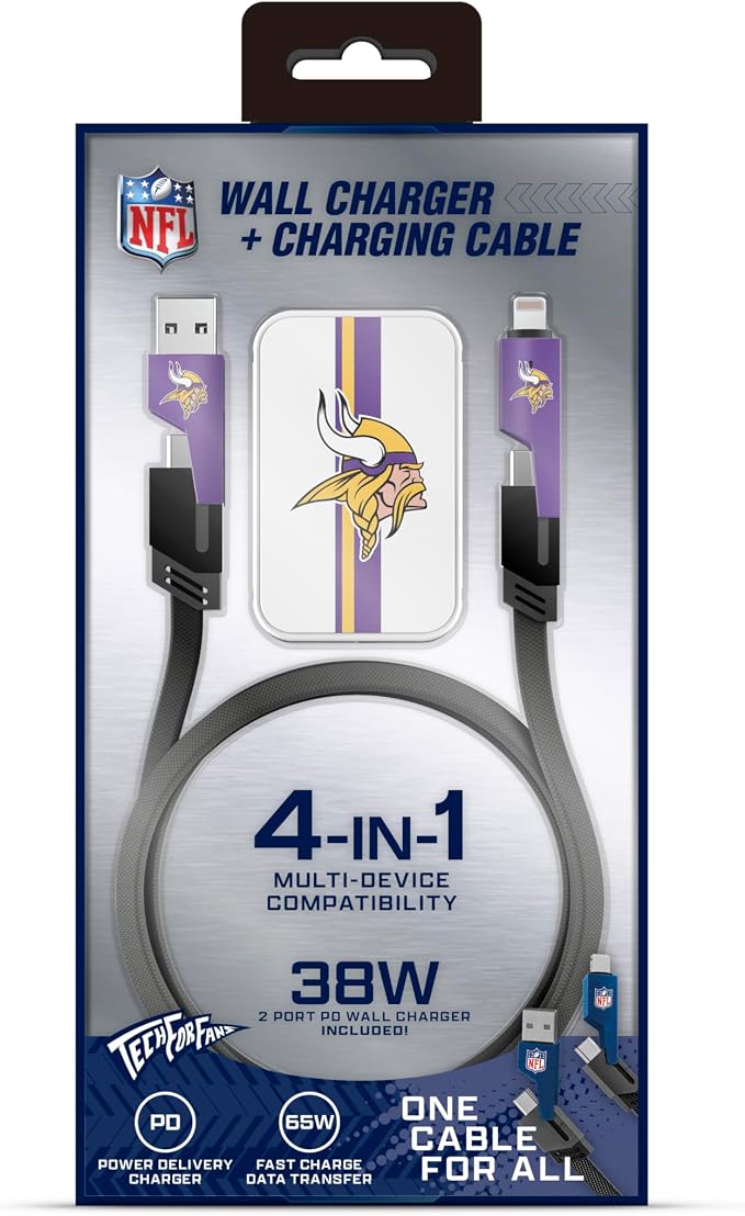 SOAR NFL Slim Wall Charger and 4 In 1 Multi Charging Cable