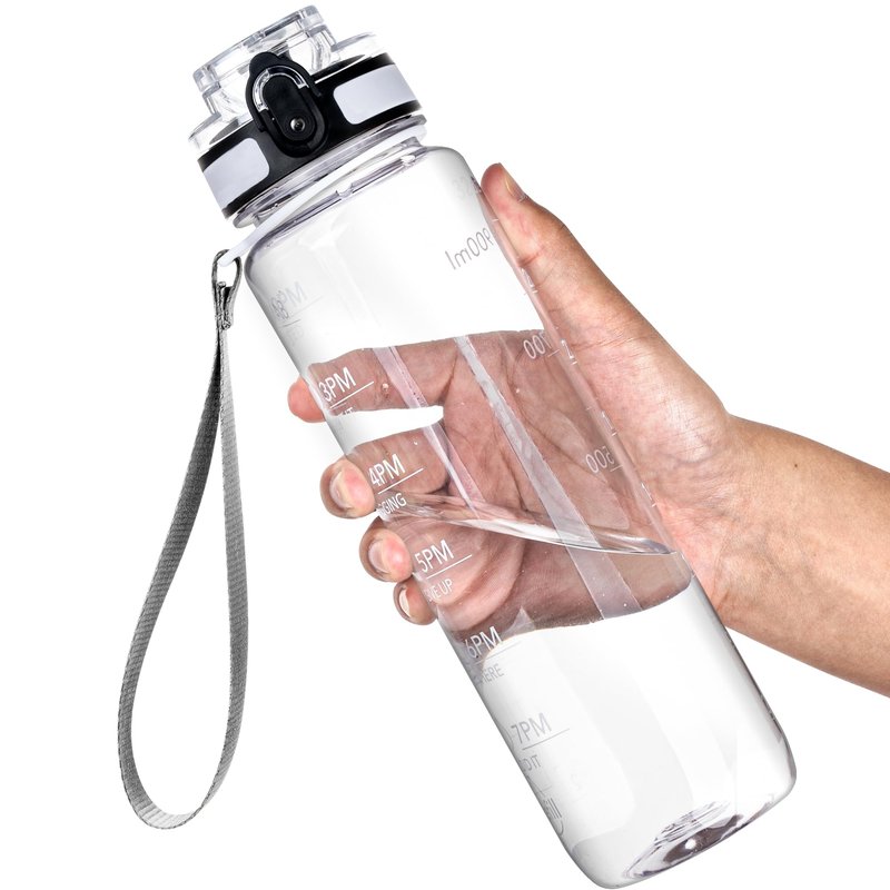 OLDLEY Water Bottle, 32oz Motivational Sports Water Bottle with Time Marker - Times to Drink - Tritan, BPA Free, Wide Mouth Leakproof, Eclipse Eve (1 Bottle)