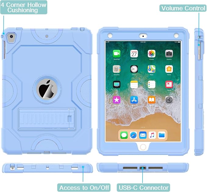 ZoneFoker Case for iPad 6th/5th Generation (9.7 Inch 2018/2017 Model) iPad Air 2 / 1st iPad Pro 9.7 Heavy Duty Shockproof Rugged Protective Case Alpine Green