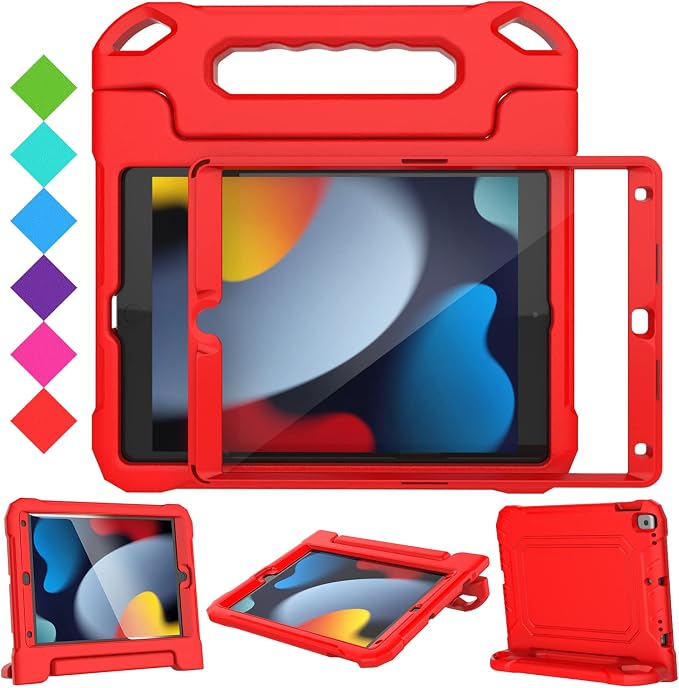 SUPLIK Kids Case for iPad 9th/8th/7th Generation -10.2 inch 2021/2020/2019 Built with Screen Protector Durable Shockproof Handle Stand Case for Apple iPad Gen 9/8/7 Black