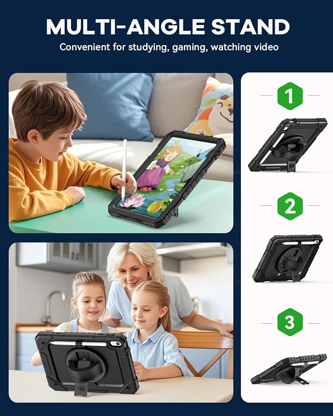 Cantis Case for iPad 9th/8th/7th Generation with Screen Protector iPad 10.2 Case 2021/2020/2019 with 360 Degree Rotating Stand/Shoulder Strap/Pencil Holder Alpine Green