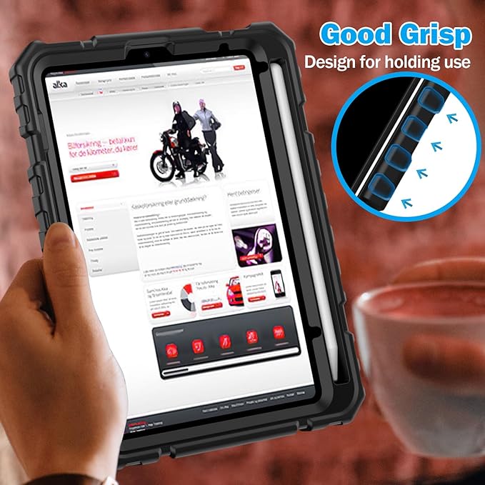 Grifobes Case for iPad Mini 7 (A17 Pro) 2024 / Mini 6 2021 8.3 inch, Heavy Duty Shockproof Rugged Cover with Pencil Holder Stand, for I Pad Mini 7th/6th Gen 8.3" Case for Kids Boys (Black)
