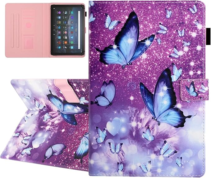 Universal Case for 10 Inch Tablet Multi-Angle Viewing Stand Case for 9.5-10.5 Inch Tablet Premium PU Leather Folding Stand Cover with Pen Holder &amp Multiple Angles Stand - Beach