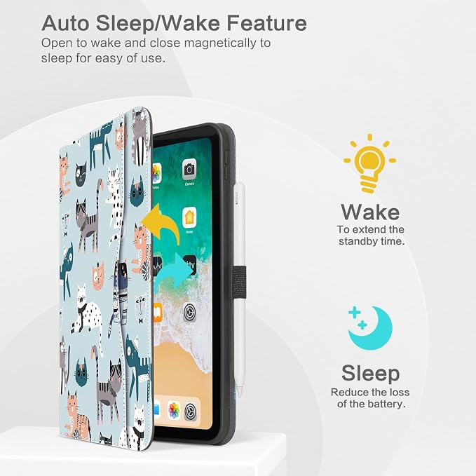 Lokigo Case for iPad (A16) 11th/10th Generation Aurora Forest | for iPad 11th-11 Inch/10th-10.9 Inch Stand Cover Pencil Holder/Hand Strap/Pocket Support Touch ID Auto Wake/Sleep