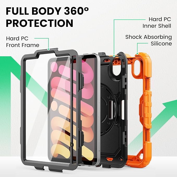 SEYMAC for iPad 9th/8th/7th Generation Case 10.2 2021-2019 Full-Body Shockproof Protective Case with Screen Protector Rotating Stand/Handle/Shoulder Strap for iPad 10.2 Blue/Black