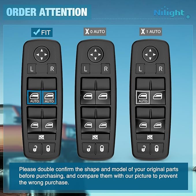 Nilight Power Master Window Switch Compatible with 2012 2013 2014 2015 2016 2017 Dodge Grand Caravan 2012-2016 Chrysler Town Country Control Replacement 3 PINS+0 PINS
