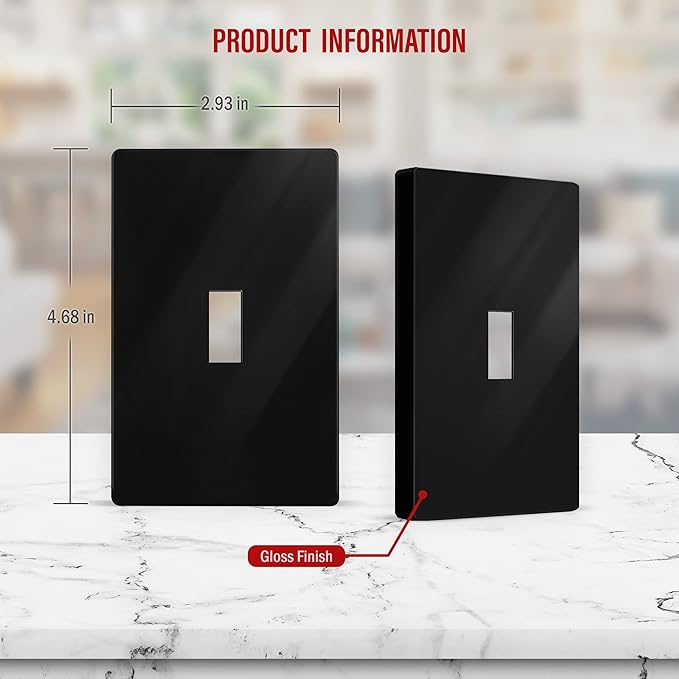 ENERLITES SI8821-BK Duplex Outlet Receptacle Cover, Screwless Wall Plate, Standard Size, 1-Gang 4.68" x 2.93", Unbreakable Polycarbonate Thermoplastic, UL Listed, SI8821-BK-10PCS, Black, 10 Pack