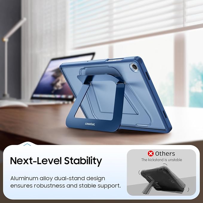 Fintie Multi-Angle Kickstand Case for Samsung Tab A11+/A9+ 11 in Black | Dual-Axis Aluminum Stand PC &amp TPU Protection Slim Frosted Hard Cover with Anti-Scratch Surface Stable Viewing Angles