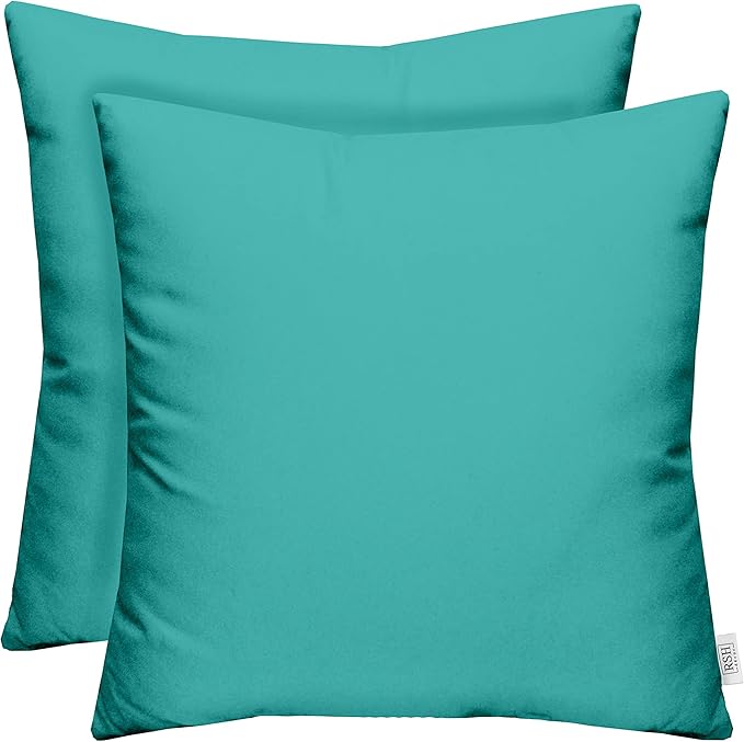 RSH DECOR: Sunbrella Square Throw Pillows Set of 2 | 24" x 24" | Water and Fade-Resistant Performance Fabric | Outdoor Pillow Covers with Down-Alternative Inserts | Canvas Aruba